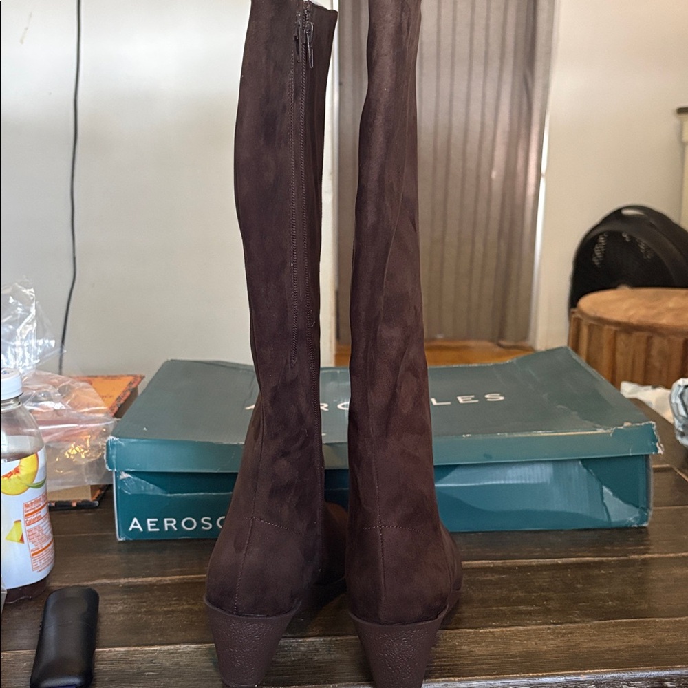 AEROSOLES Women's Dark Brown Wedge Boots - Picture 7 of 10